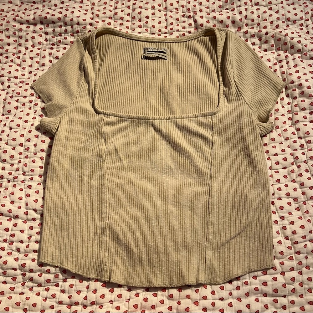 Urban Outfitters Tan Square Neck Crop Top